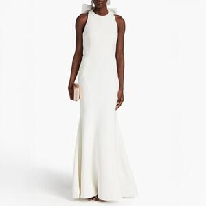 NWT NEW Rebecca Vallance Love Bow Crepe Gown White Size 4